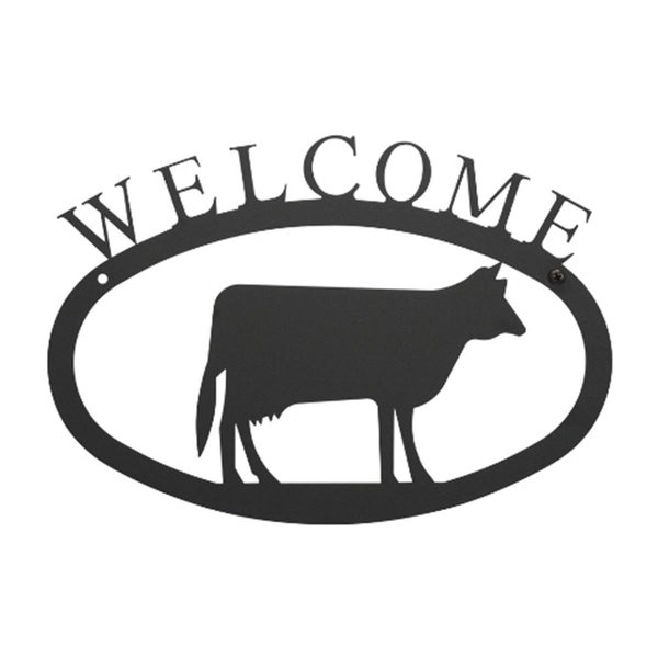 Village Wrought Iron Small Welcome Sign-Plaque - Cow WEL-5-S